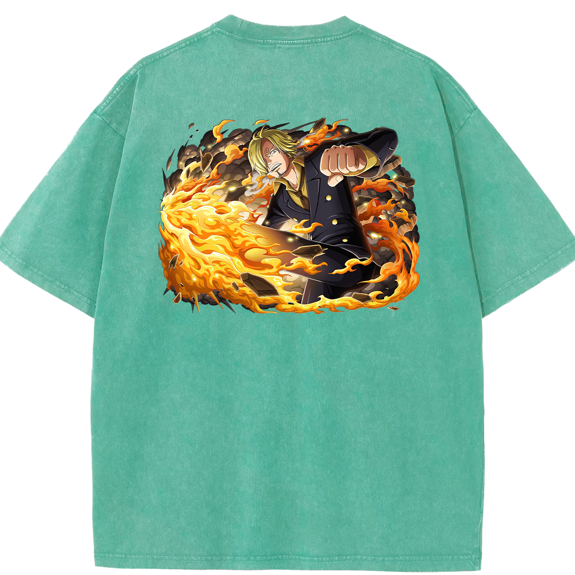 ワンピース サンジ ONE PIECE Sanji 綿100% ヴィンテージ風 半袖Tシャツ（背面プリント）